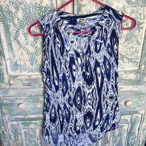 Blue Graphic Sleeveless Tank Top
